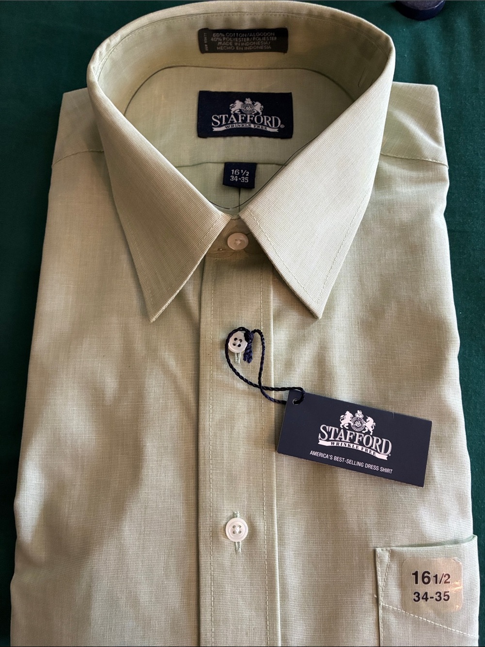 Stafford Light Sage Green Men's Dress Shirt